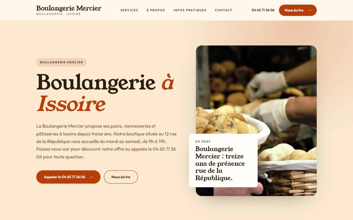 Exemple de site pour un boulangerie – style Solaire
