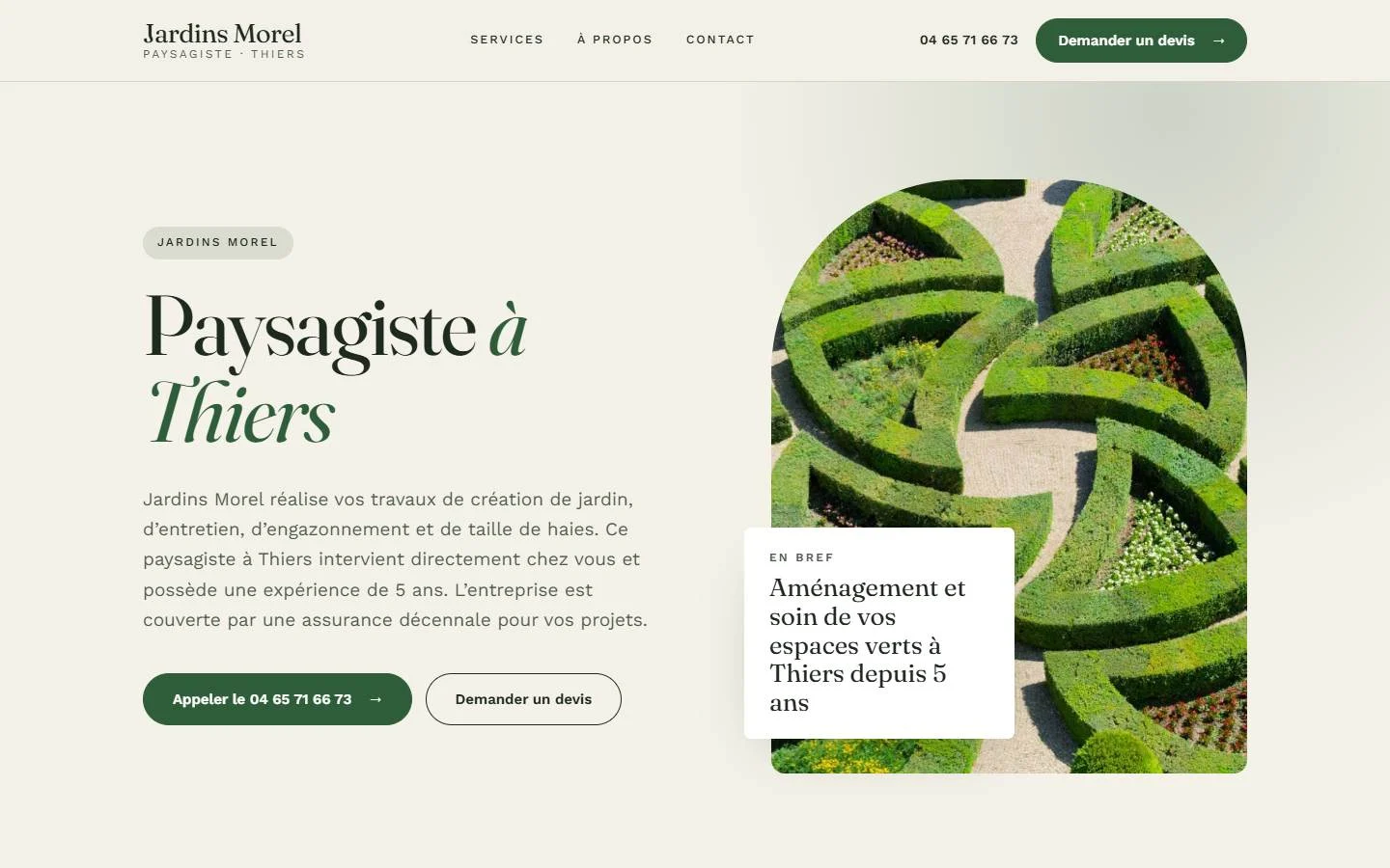 Exemple de site pour un paysagiste – style Nature
