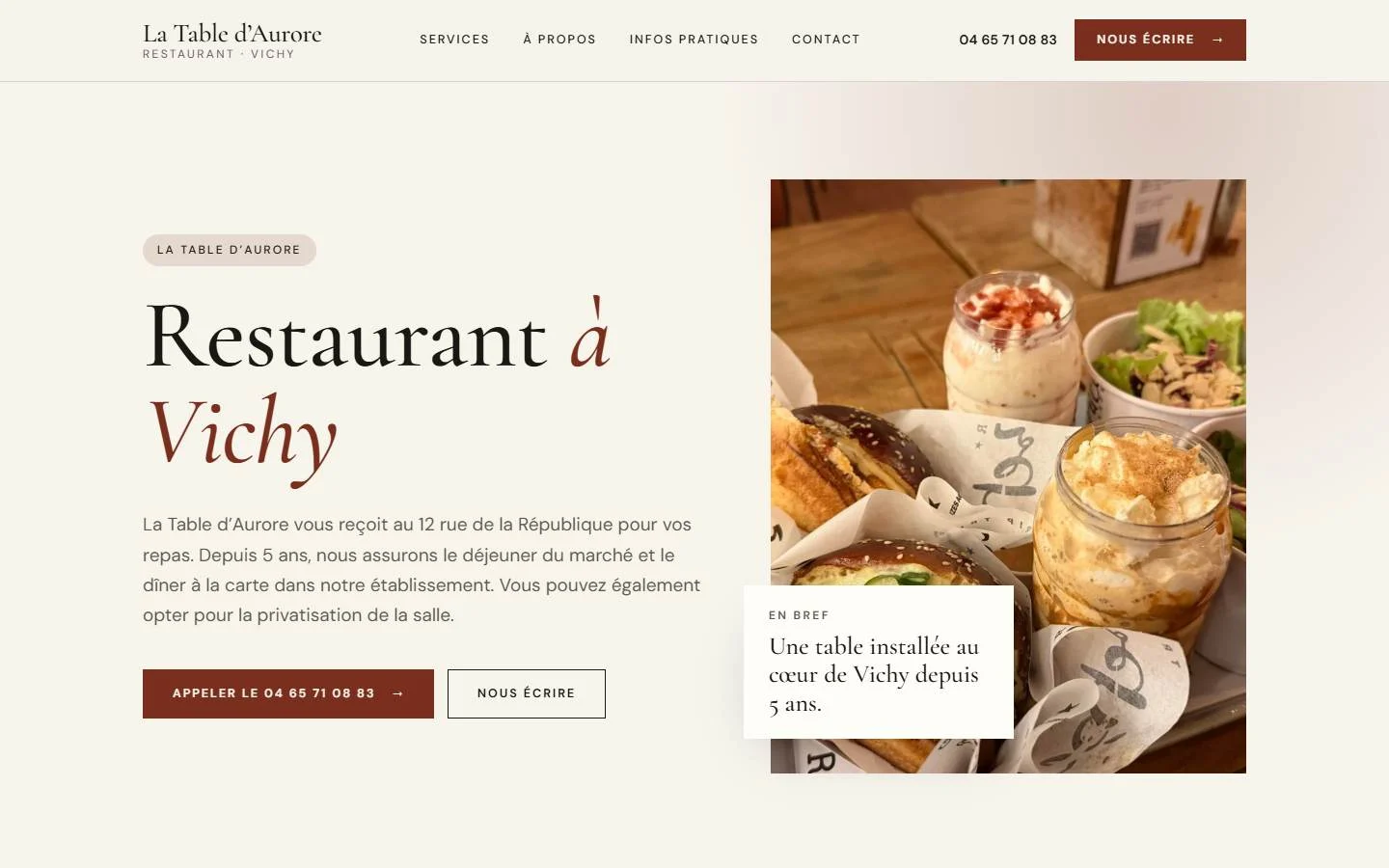Exemple de site pour un restaurant – style Chaleureux