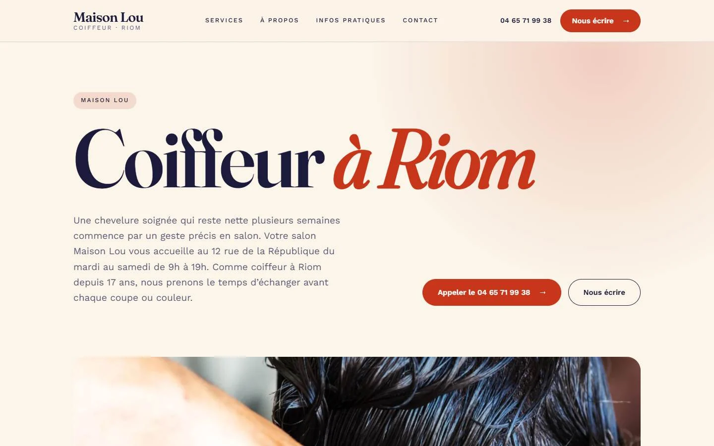 Exemple de site pour un coiffeur – style Affiche