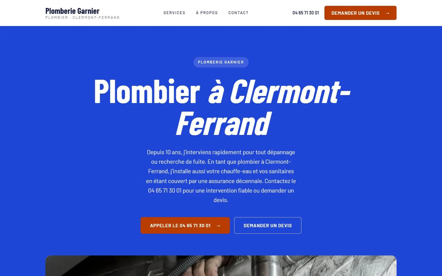 Exemple de site pour un plombier – style Chantier